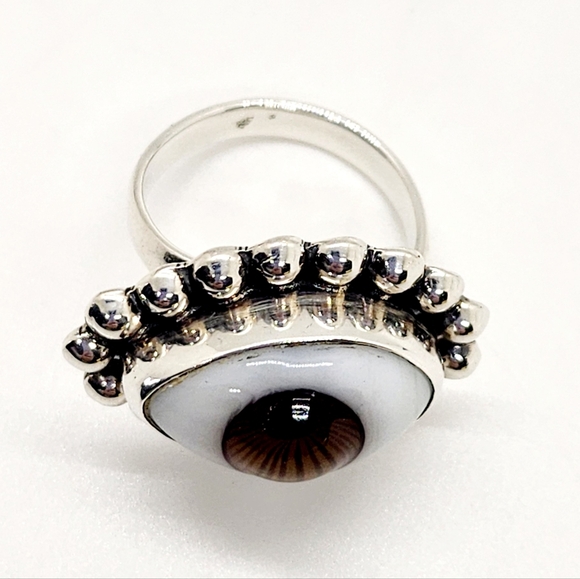 Brown Lover's Eye Sterling Silver Adjustable Ring - Picture 2 of 7